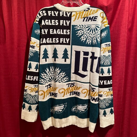 NFL Philadelphia Eagles and Miller Lite Ugly Sweater Size XL / New in Packaging - Picture 2 of 8